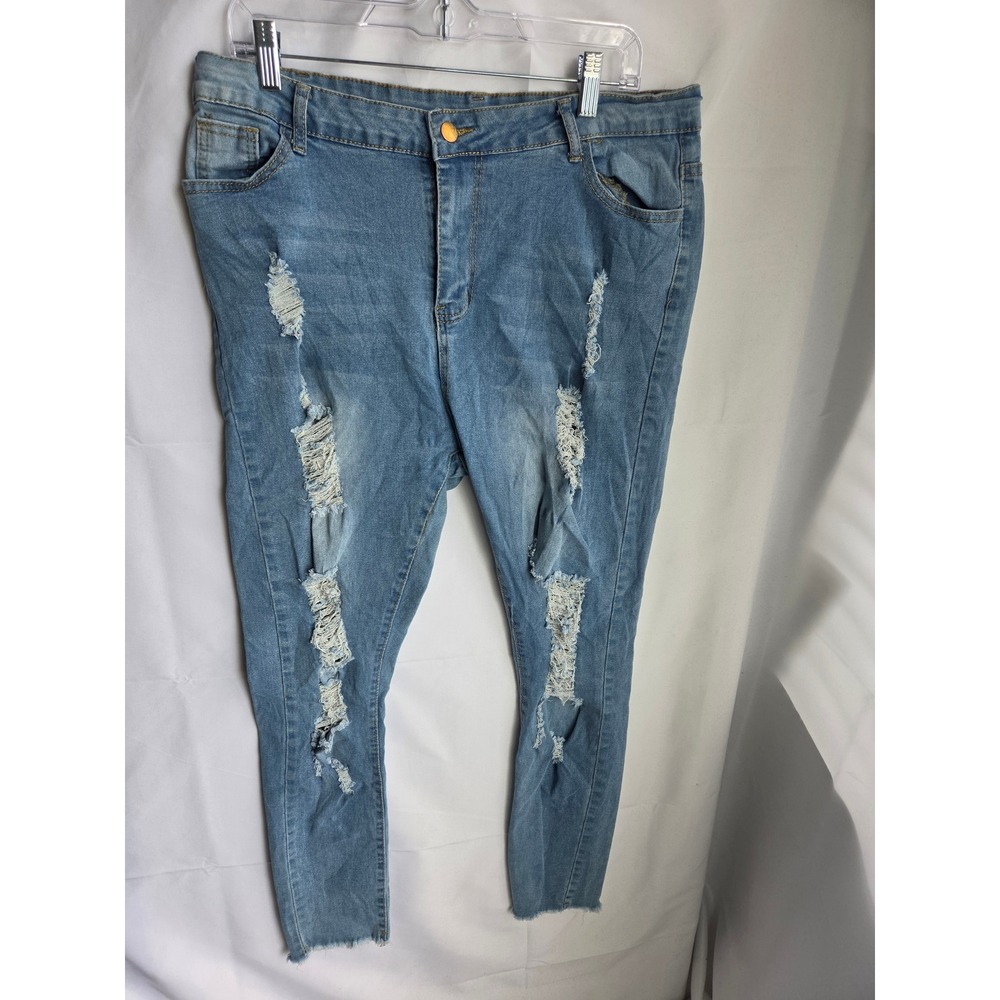 Unbranded Distressed Jeans Women  Blue Light Wash Skinny High Rise Skinny
